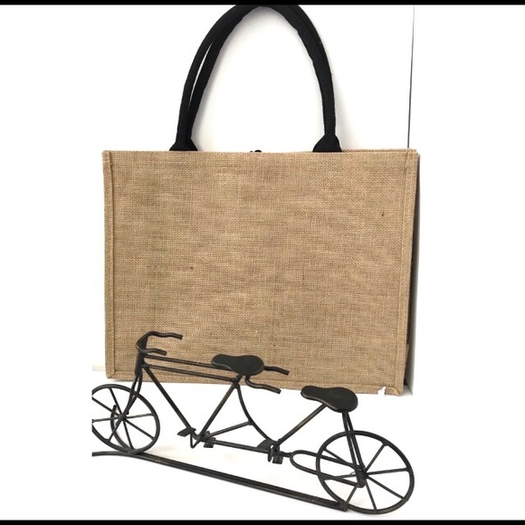 ❌SOLD❌ NWT HELLO WEEKEND Cute Burlap Tote - Picture 4 of 10